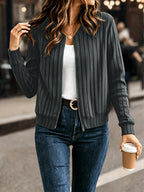 Jasmine | Ribbed Zip-Front Bomber Cardigan for Women