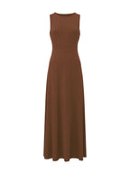 Talissar | Sleeveless A-Line Maxi Dress with Boat Neck for Women