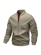 Cedric | Ribbed Collar Zip-Front Bomber Jacket for Men