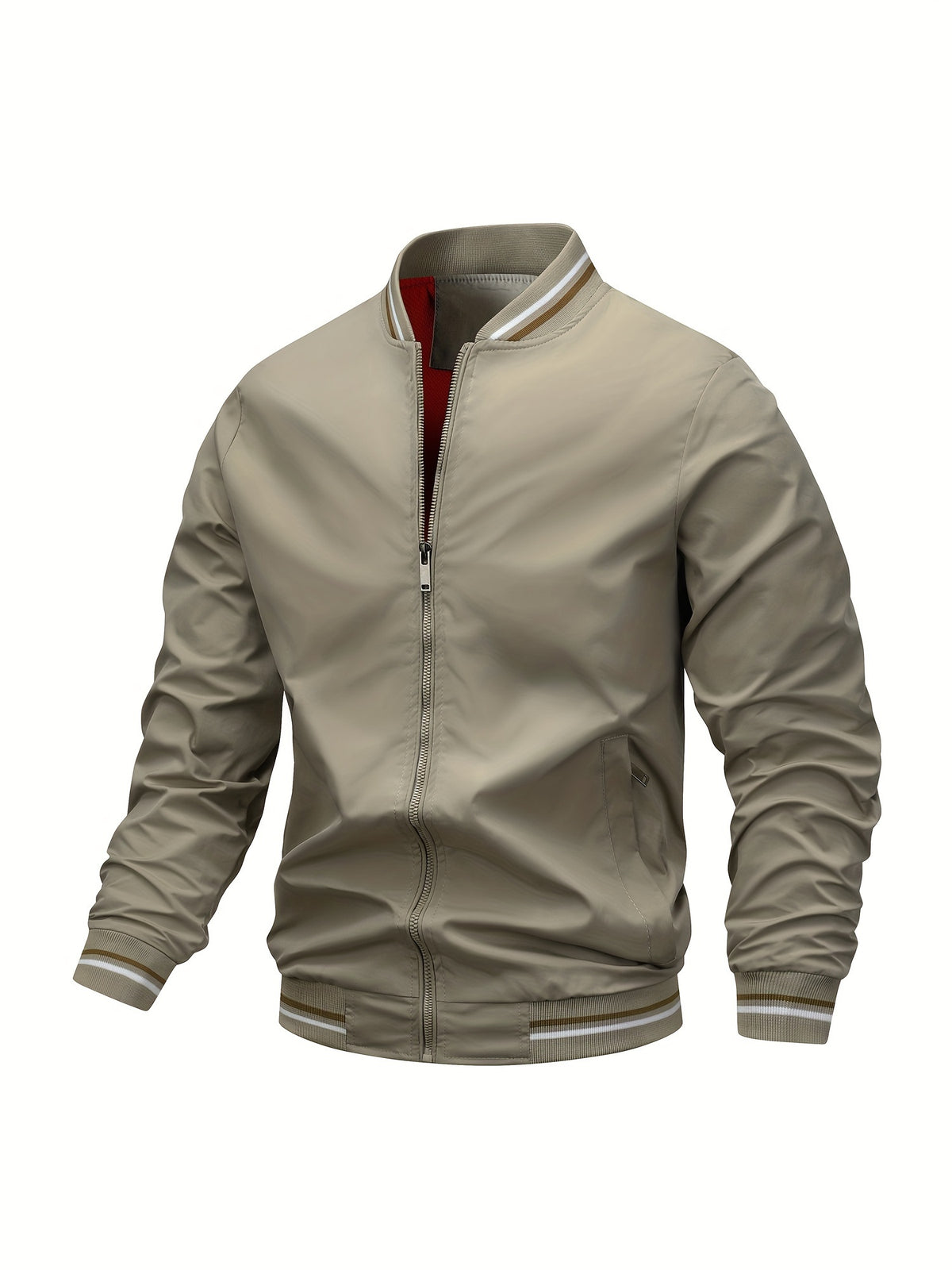 Cedric | Ribbed Collar Zip-Front Bomber Jacket for Men