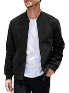 Andreas | Ribbed Stand Collar Zip-Up Bomber Jacket for Men