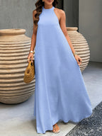Noor | Textured Halter Neck Maxi Dress for Women