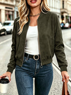 Chloé | Cropped Suede-Look Bomber Jacket for Women