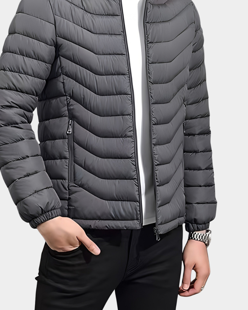 Garrett | Quilted Puffer Jacket with Detachable Hood for Men