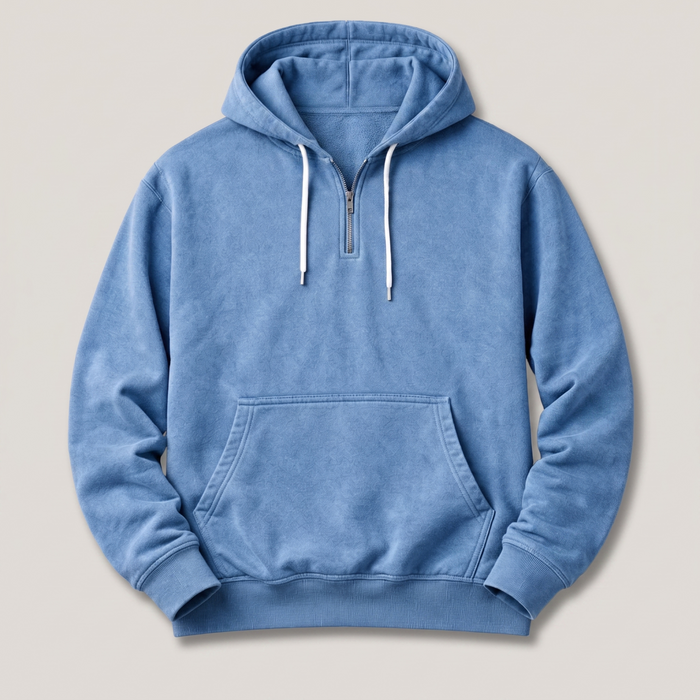 Dawson | Quarter-Zip Washed Hoodies with Ribbed Hem for Men