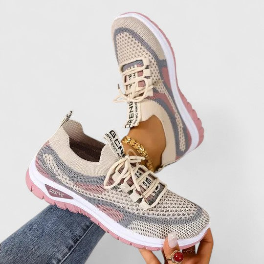 Nadelora | Lace-Up Knit Sneakers with Cushioned Sole for Women