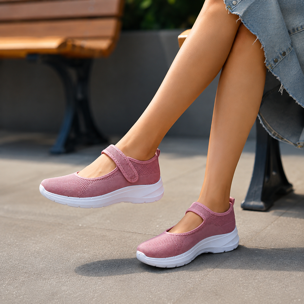 Alexa Adjustable-Strap Mesh Platform Sneakers for Women