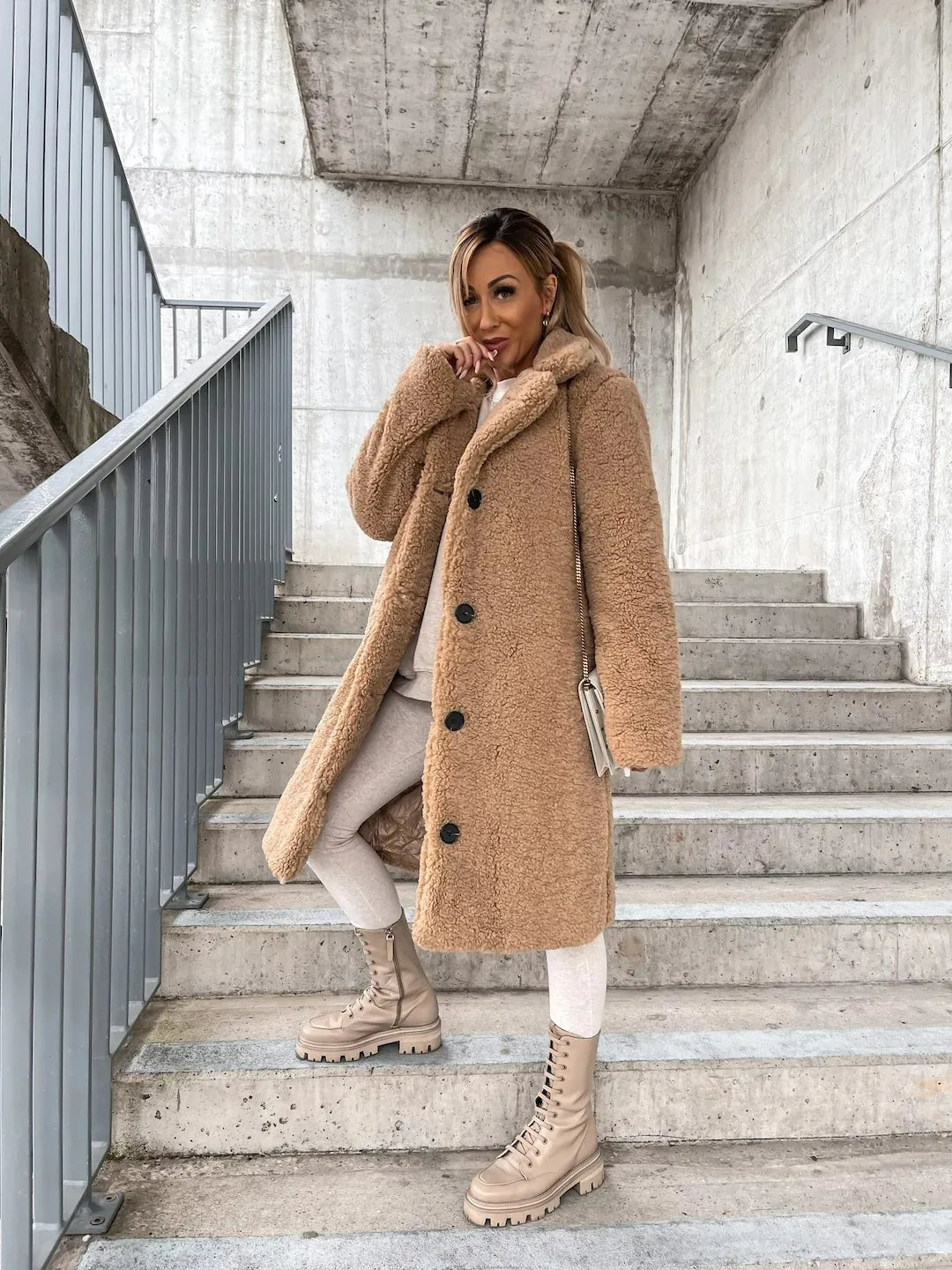 Dahlia's Belted Teddy Trench Coat with Notch Collar for Women