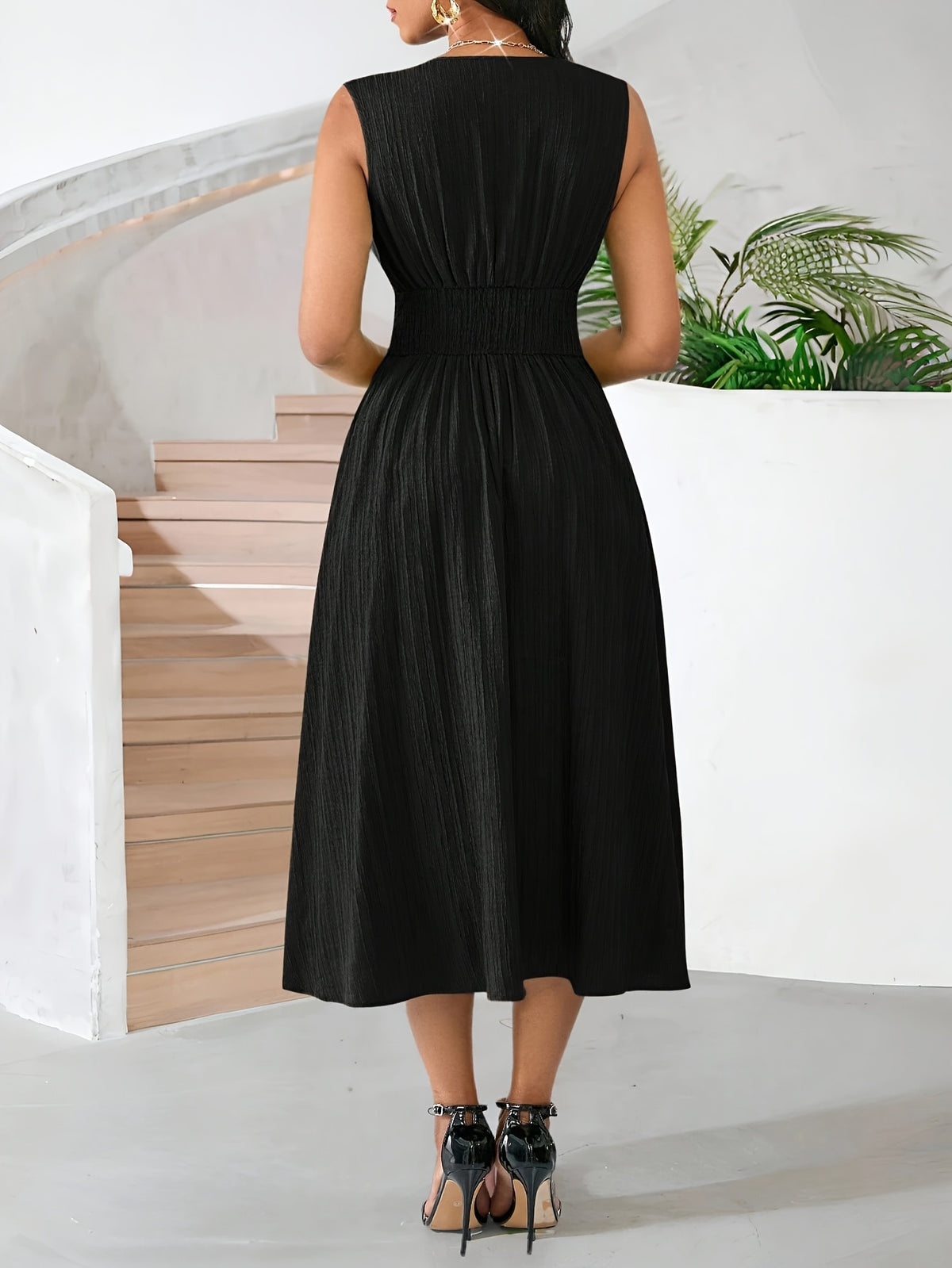 Henriette | Wrap V-Neck Pleated Midi Cocktail Dress for Women