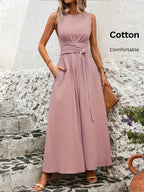 Mathilde | Belted Wrap A-Line Sleeveless Maxi Dress for Women