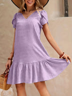 Delia | Textured A-Line Homecoming Dress with Ruffled Hem