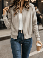 Jasmine | Ribbed Zip-Front Bomber Cardigan for Women