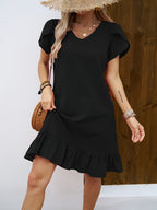Corinne | Ruffled A-Line Homecoming Dress with V-Neck for Women