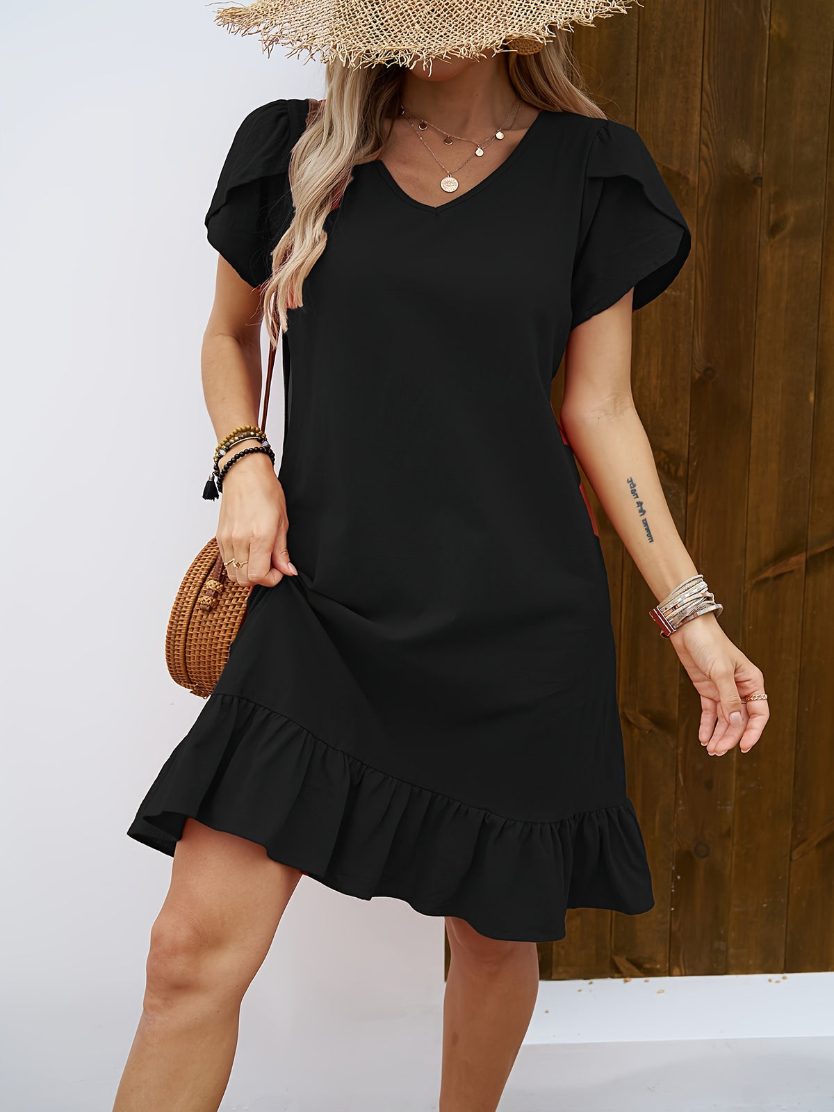 Corinne | Ruffled A-Line Homecoming Dress with V-Neck for Women