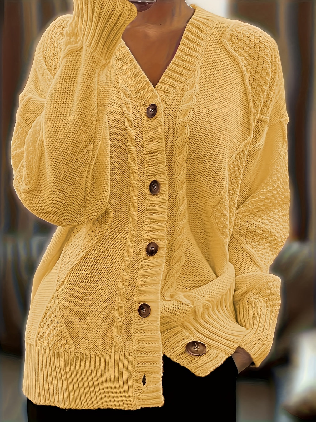 Luna | Cable-Knit Button-Front Cardigan for Women