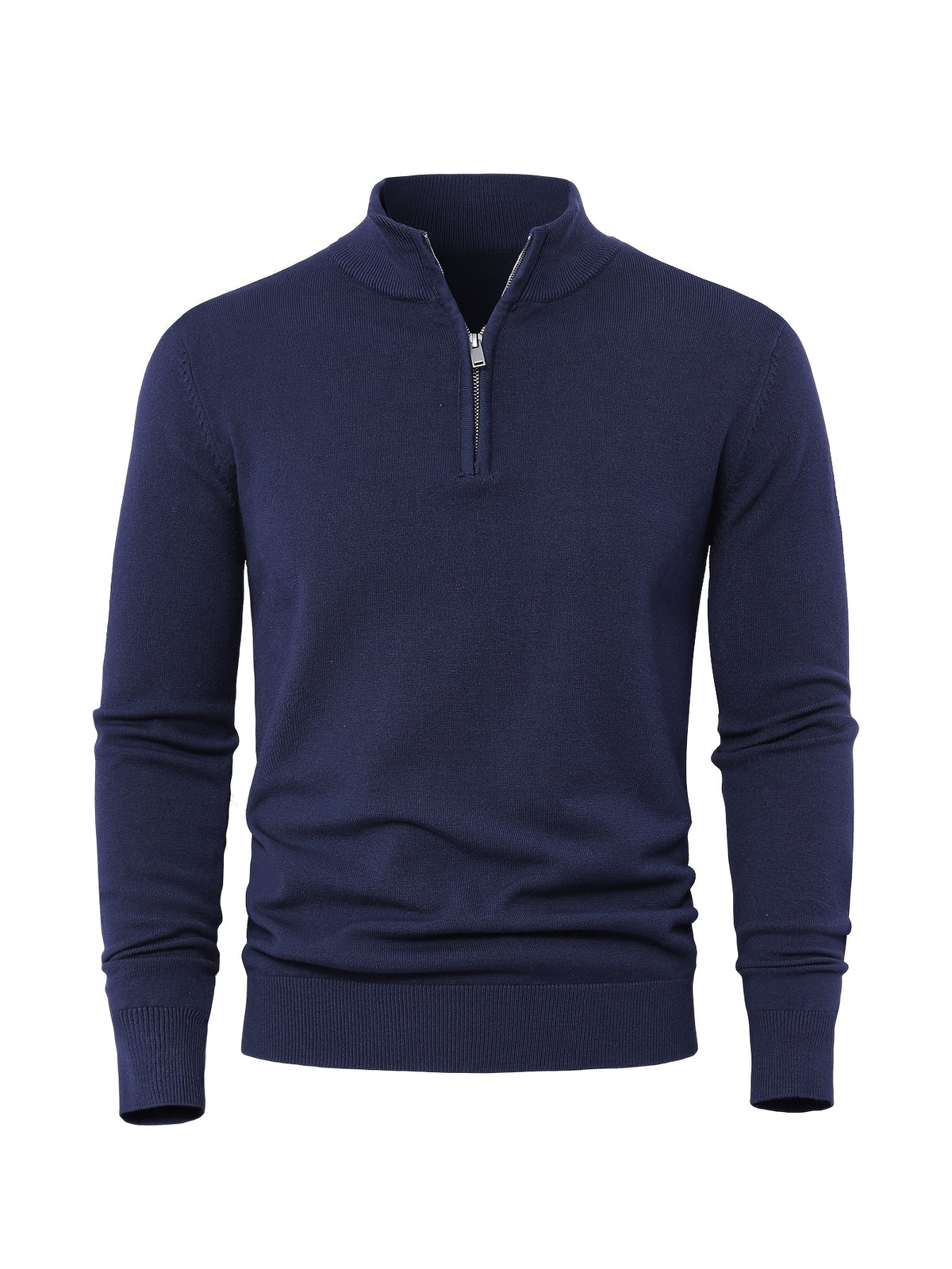 Anton | Ribbed Quarter-Zip Sweater with Stand Collar for Men