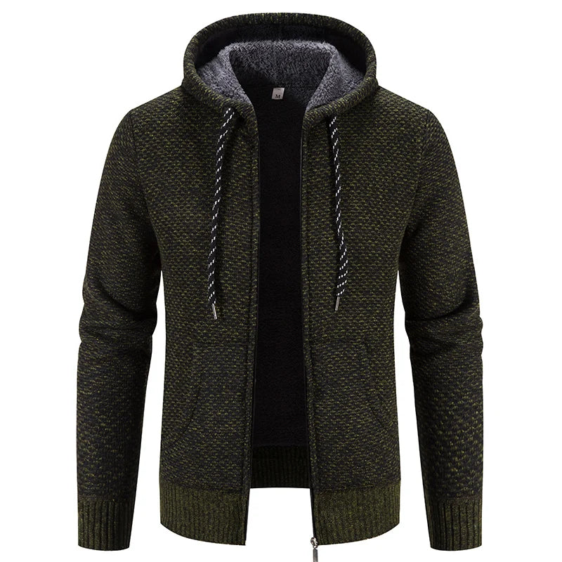 Niklas | Hooded Knit Cardigan with Ribbed Trim for Men
