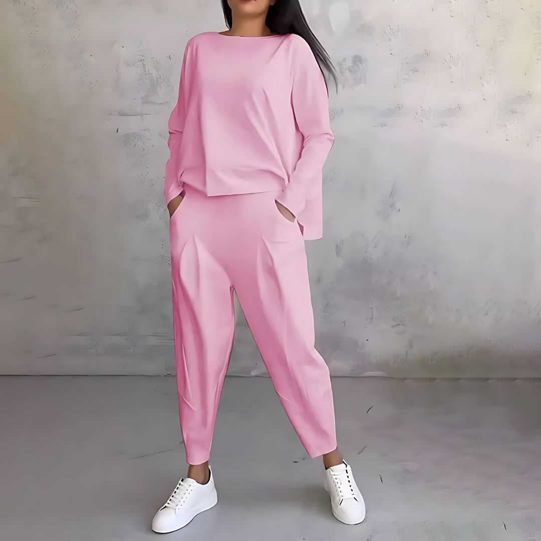 Sanne | Relaxed-Fit Crew Neck Two-Piece Lounge Set for Women
