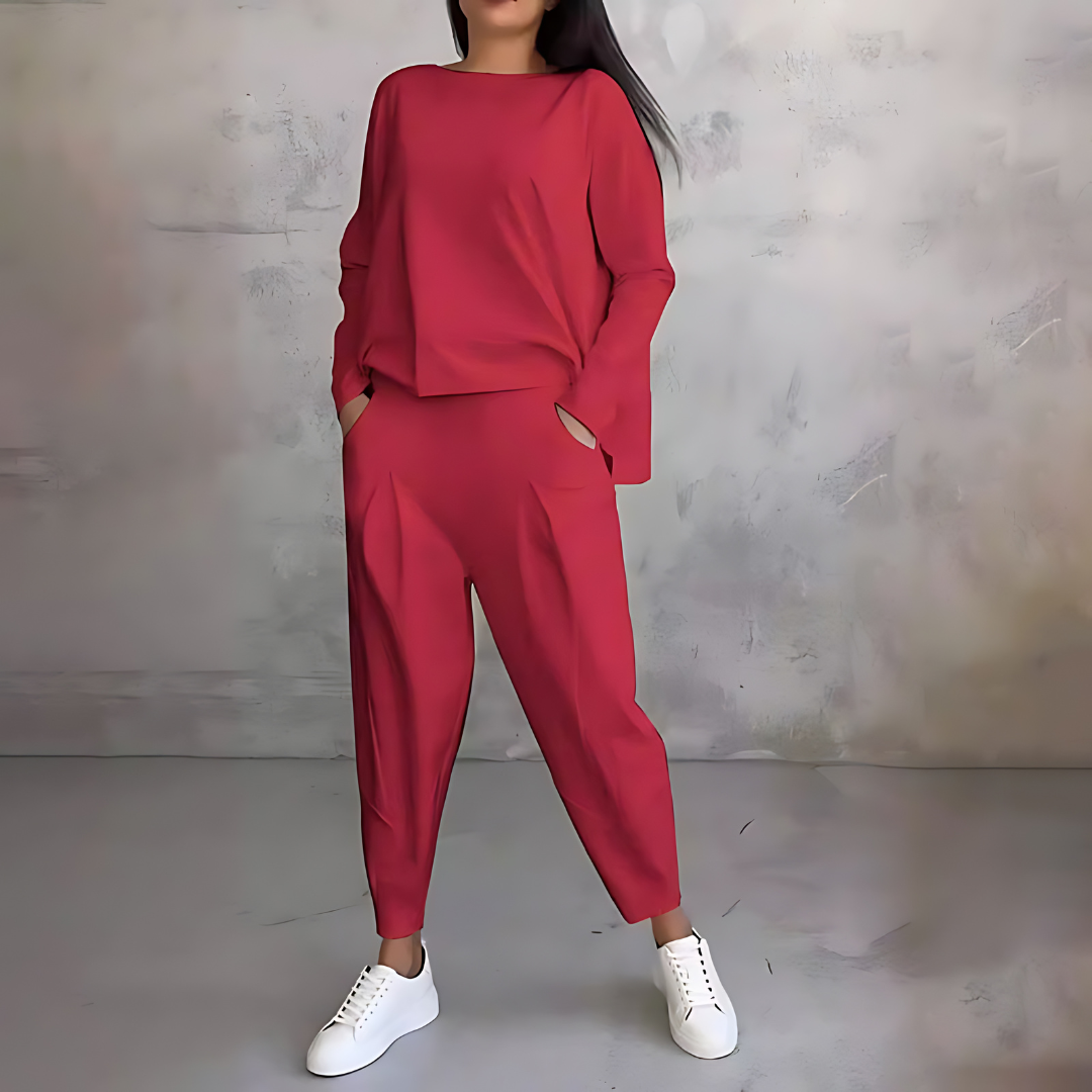 Sanne | Relaxed-Fit Crew Neck Two-Piece Lounge Set for Women