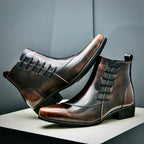 Sigurd | Brogue Winter Boot with Block Heel for Men