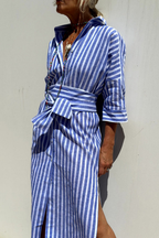 Maeve | Striped Button-Down Midi Shirt Dress for Women