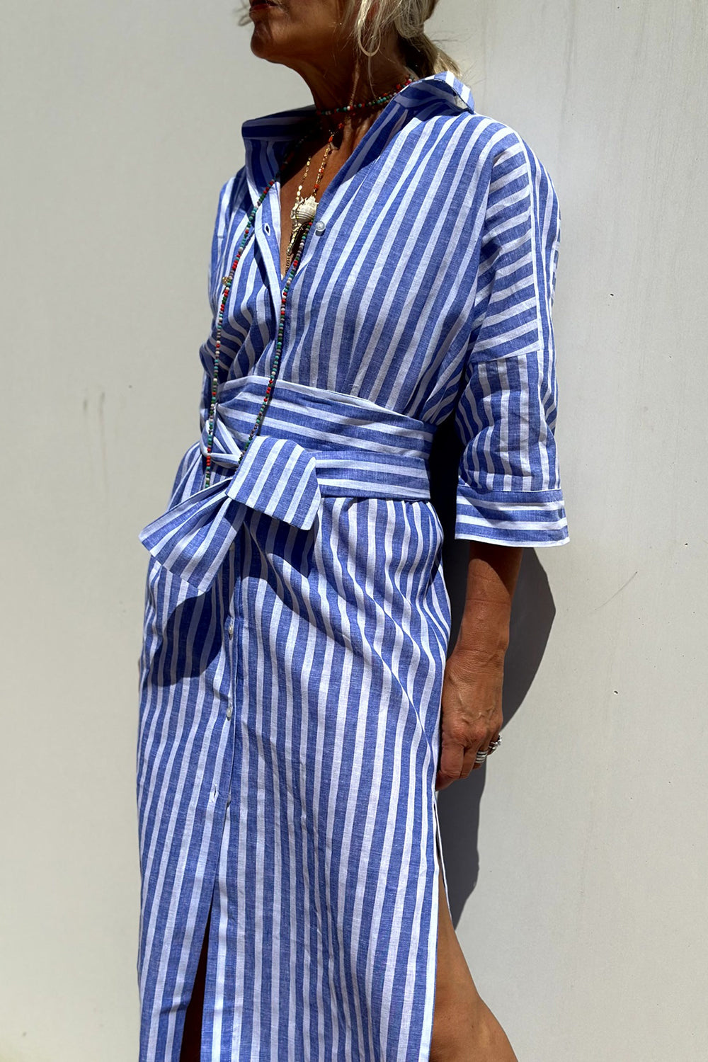 Maeve | Striped Button-Down Midi Shirt Dress for Women