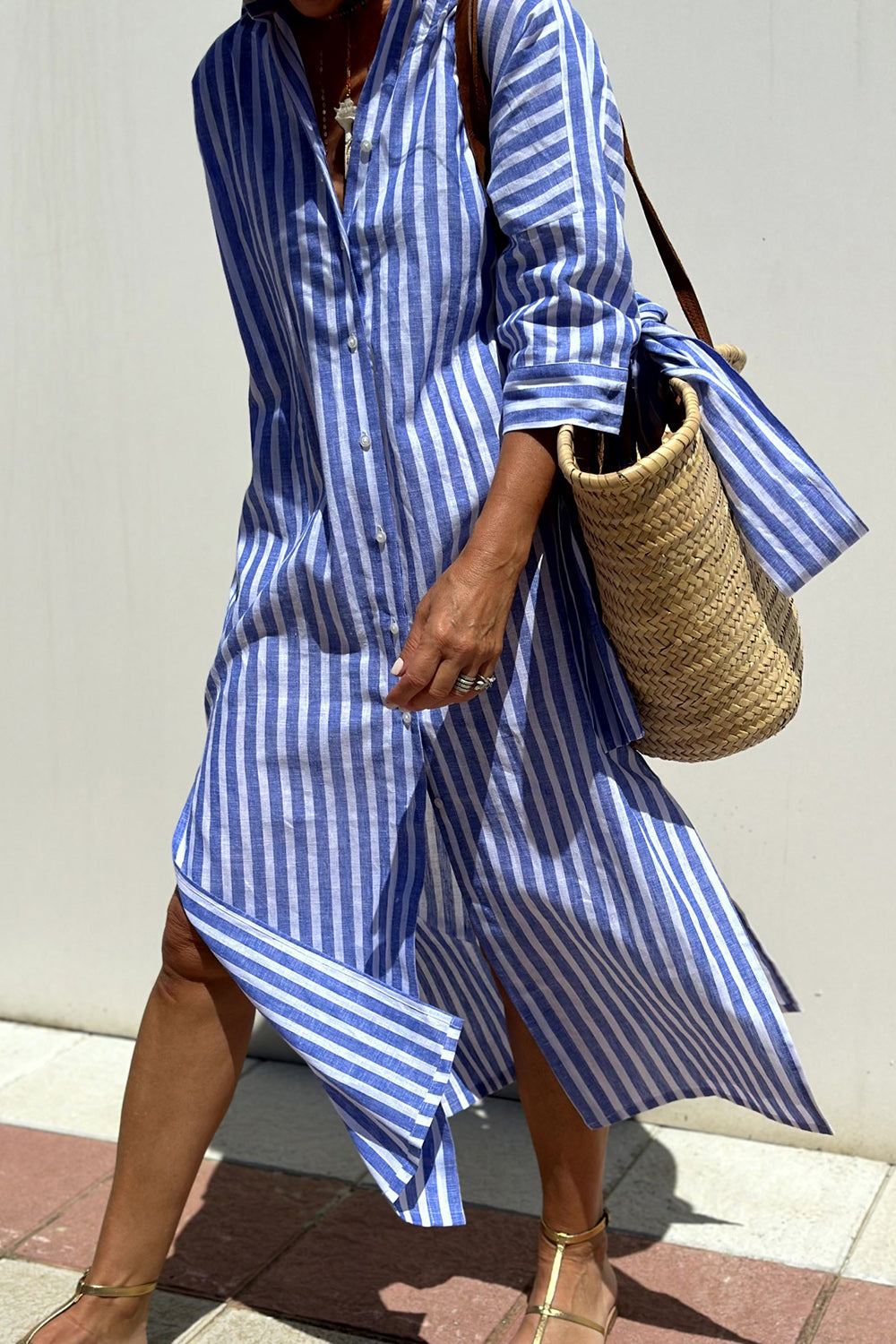 Maeve | Striped Button-Down Midi Shirt Dress for Women