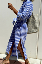 Maeve | Striped Button-Down Midi Shirt Dress for Women