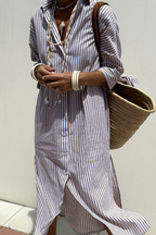 Maeve | Striped Button-Down Midi Shirt Dress for Women