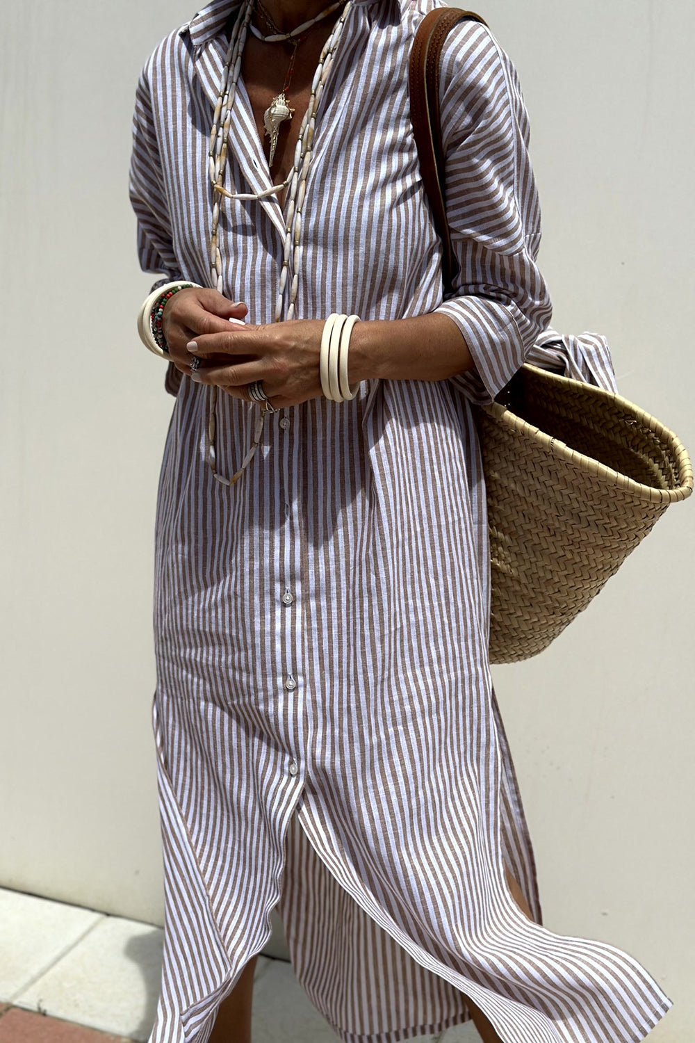 Maeve | Striped Button-Down Midi Shirt Dress for Women