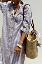 Maeve | Striped Button-Down Midi Shirt Dress for Women