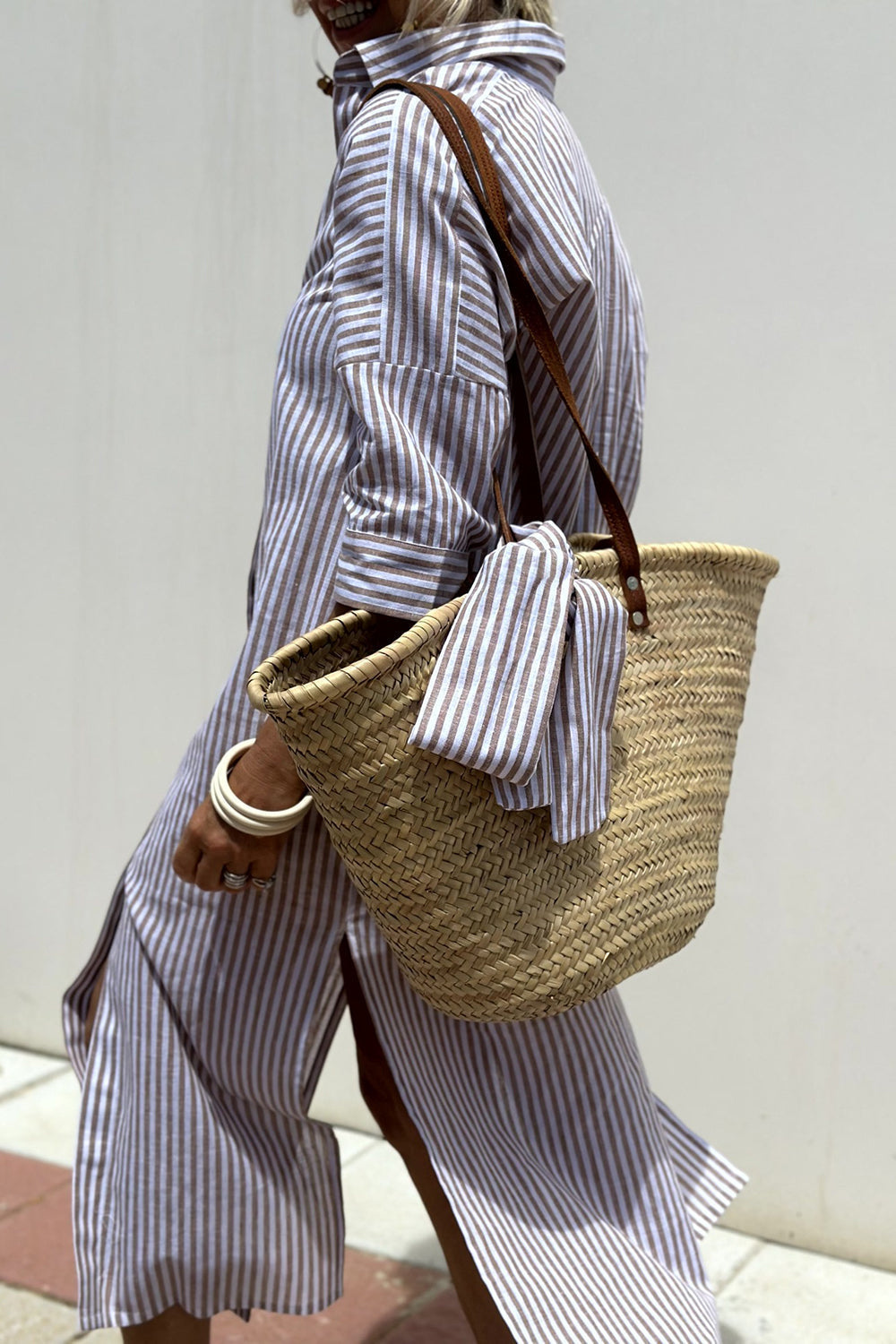 Maeve | Striped Button-Down Midi Shirt Dress for Women