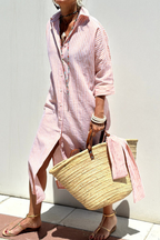 Maeve | Striped Button-Down Midi Shirt Dress for Women