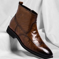 Jakob | Perforated Chelsea Boots with Brogue Detail for Men