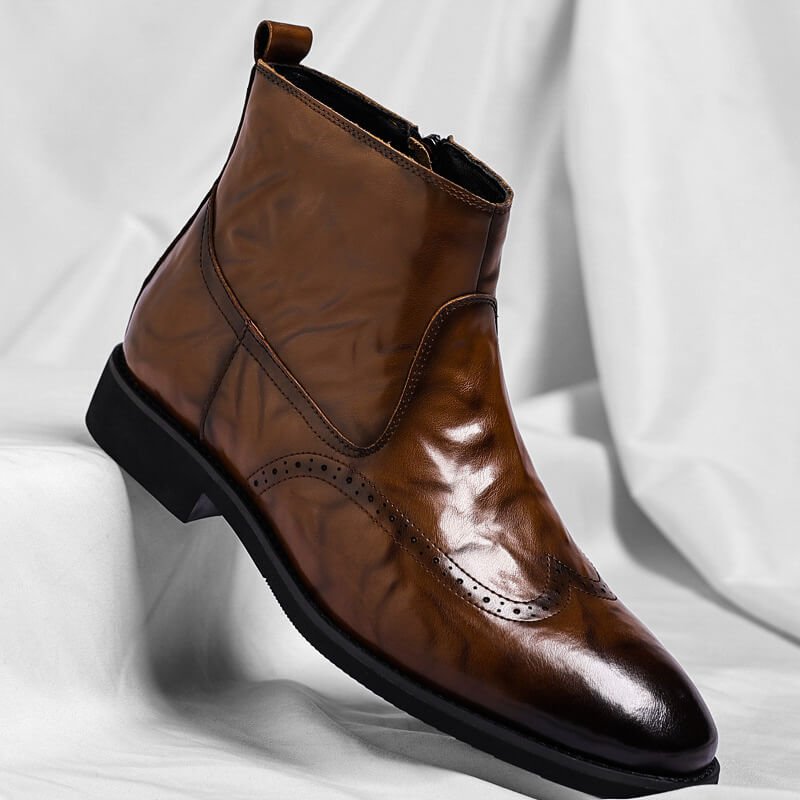 Jakob | Perforated Chelsea Boots with Brogue Detail for Men