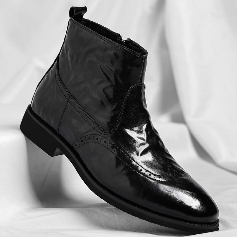 Jakob | Perforated Chelsea Boots with Brogue Detail for Men