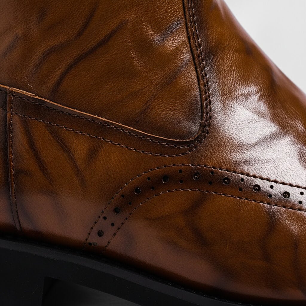 Jakob | Perforated Chelsea Boots with Brogue Detail for Men