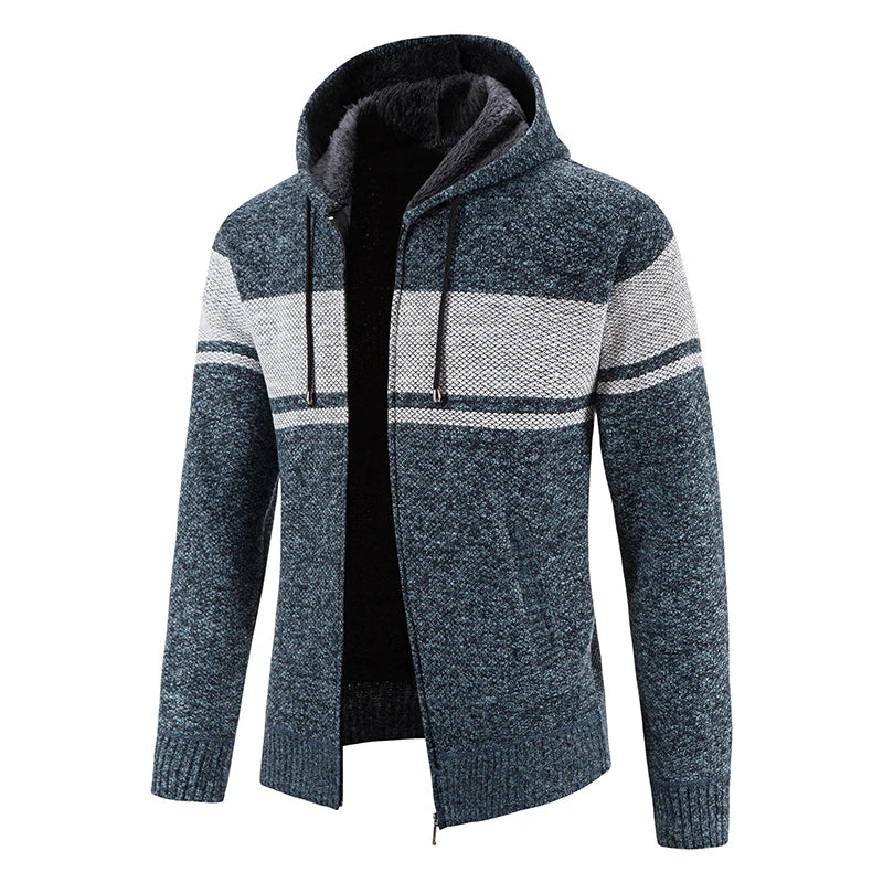 Niklas | Hooded Knit Cardigan with Ribbed Trim for Men