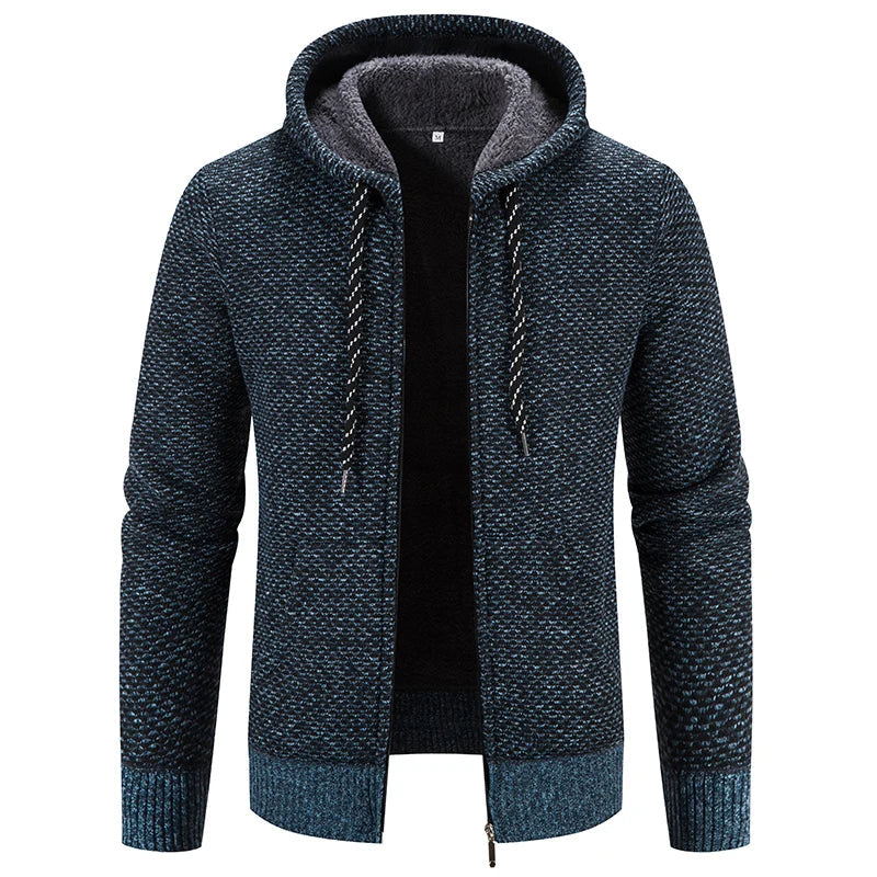 Niklas | Hooded Knit Cardigan with Ribbed Trim for Men