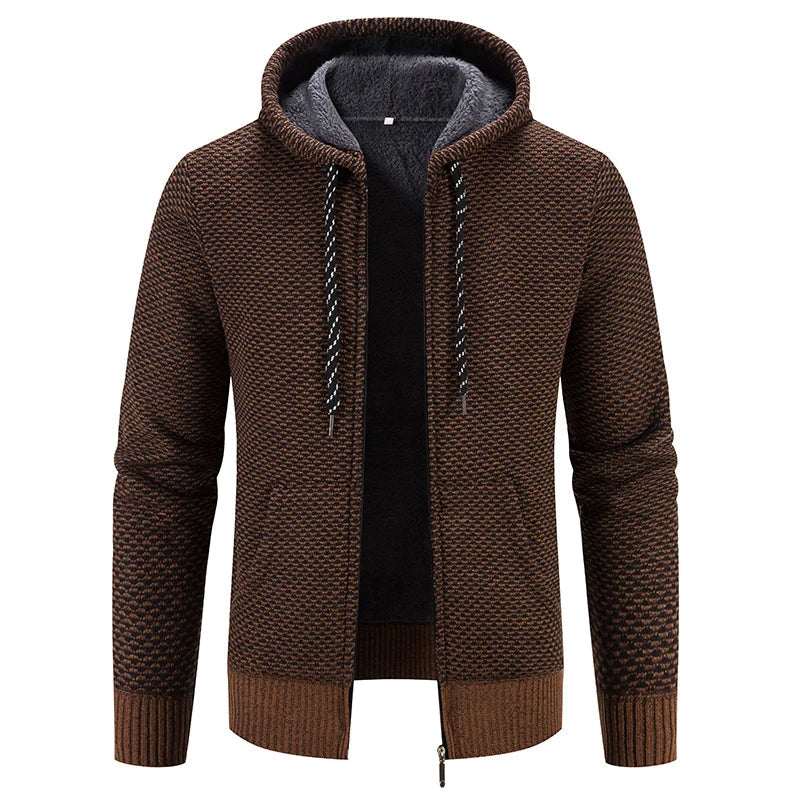 Niklas | Hooded Knit Cardigan with Ribbed Trim for Men