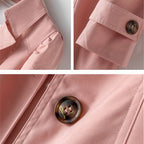 Belted Double-Breasted Trench Coat with Notch Collar for Women