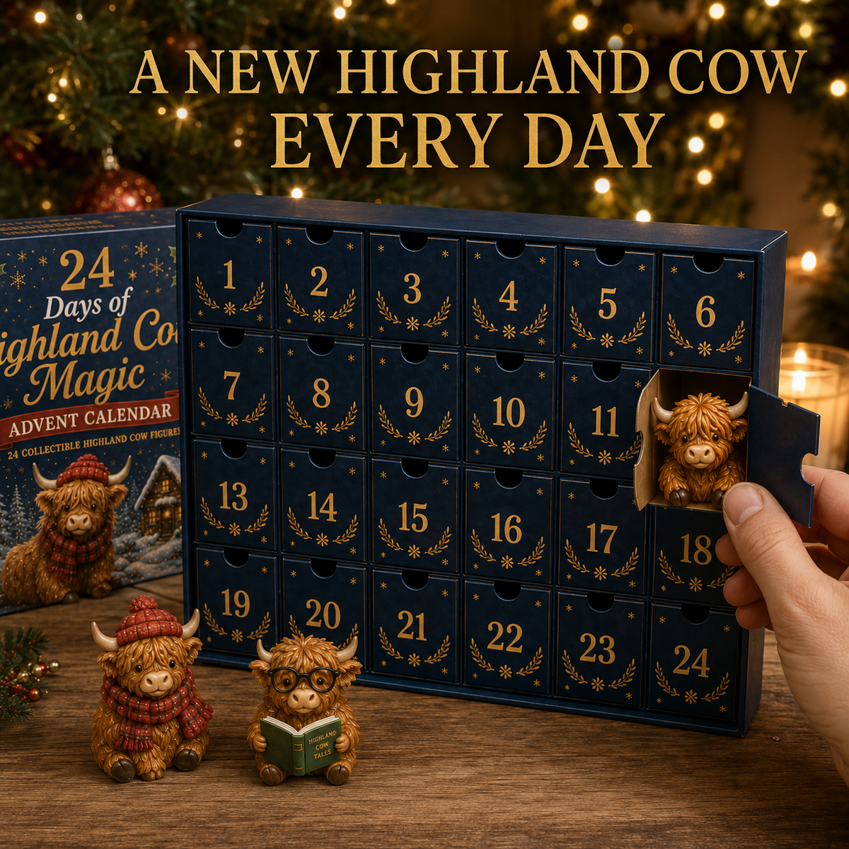 HIGHLAND COW ADVENT CALENDAR – 24 MINI CHARACTER FIGURINES