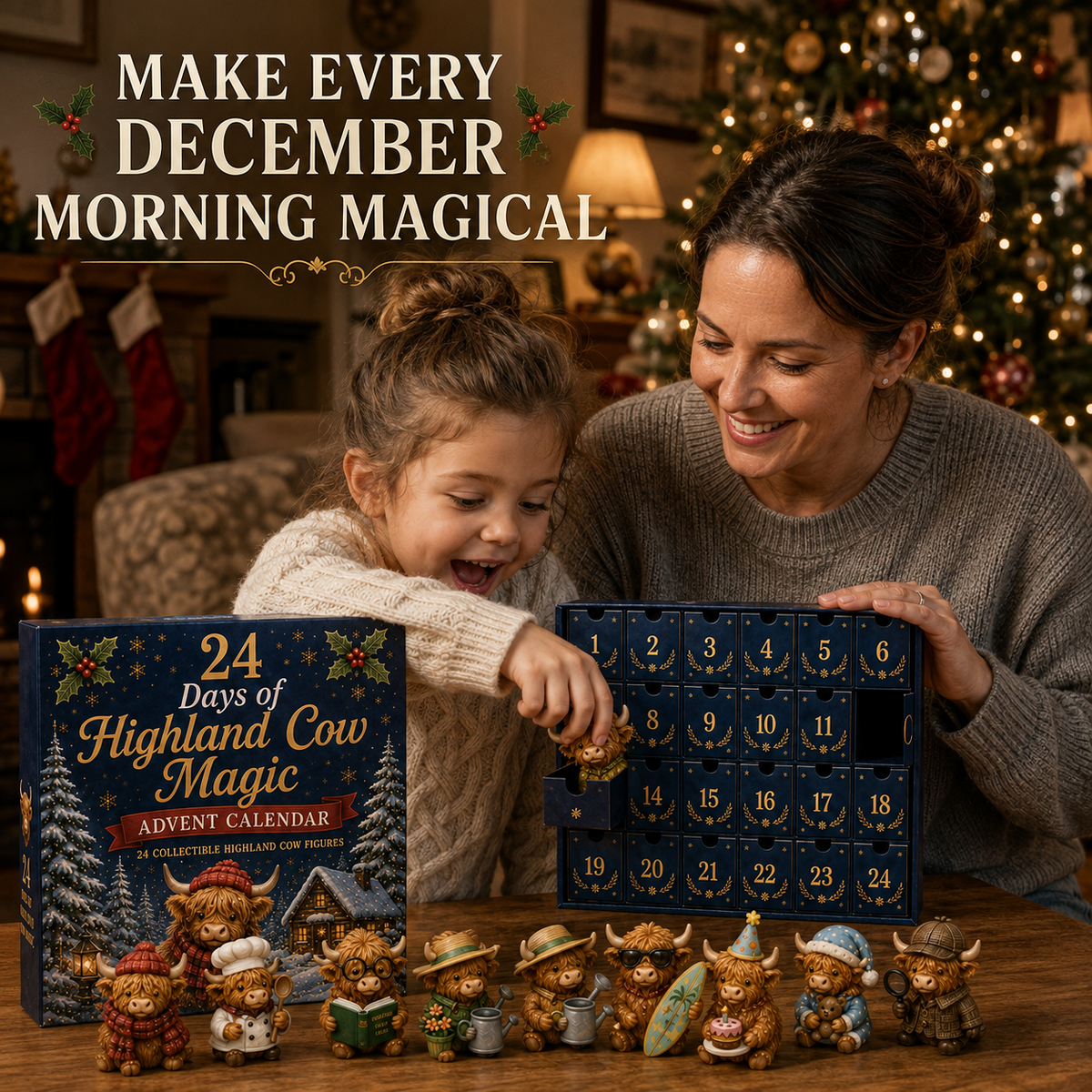 HIGHLAND COW ADVENT CALENDAR – 24 MINI CHARACTER FIGURINES
