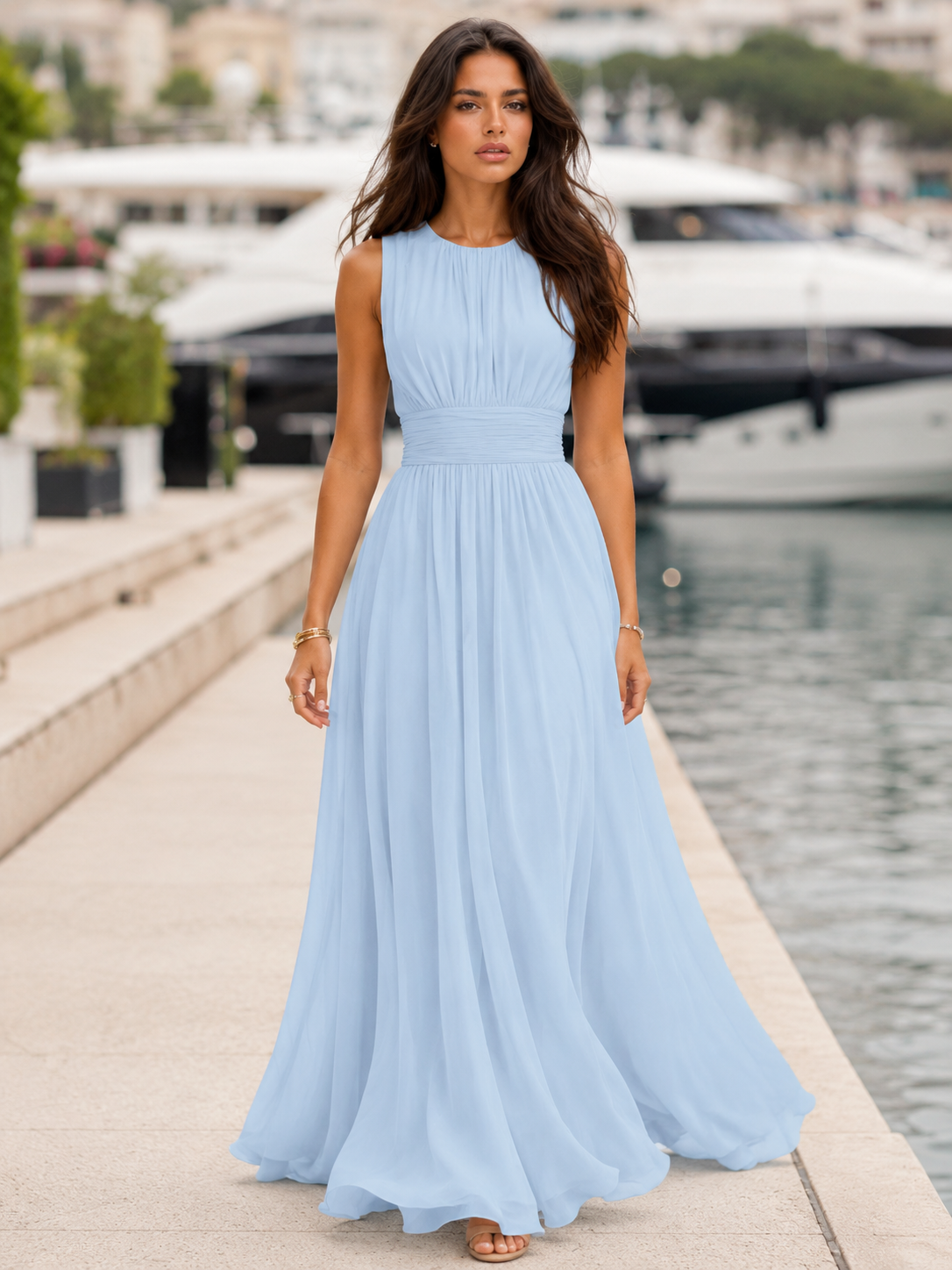 Gwen | Ruched High-Neck Maxi Dress for Women