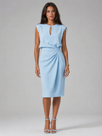 Hanna | Keyhole Neck Ruched Midi Dress for Women