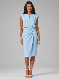 Hanna | Keyhole Neck Ruched Midi Dress for Women