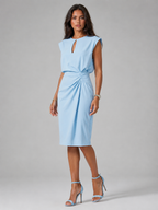 Hanna | Keyhole Neck Ruched Midi Dress for Women