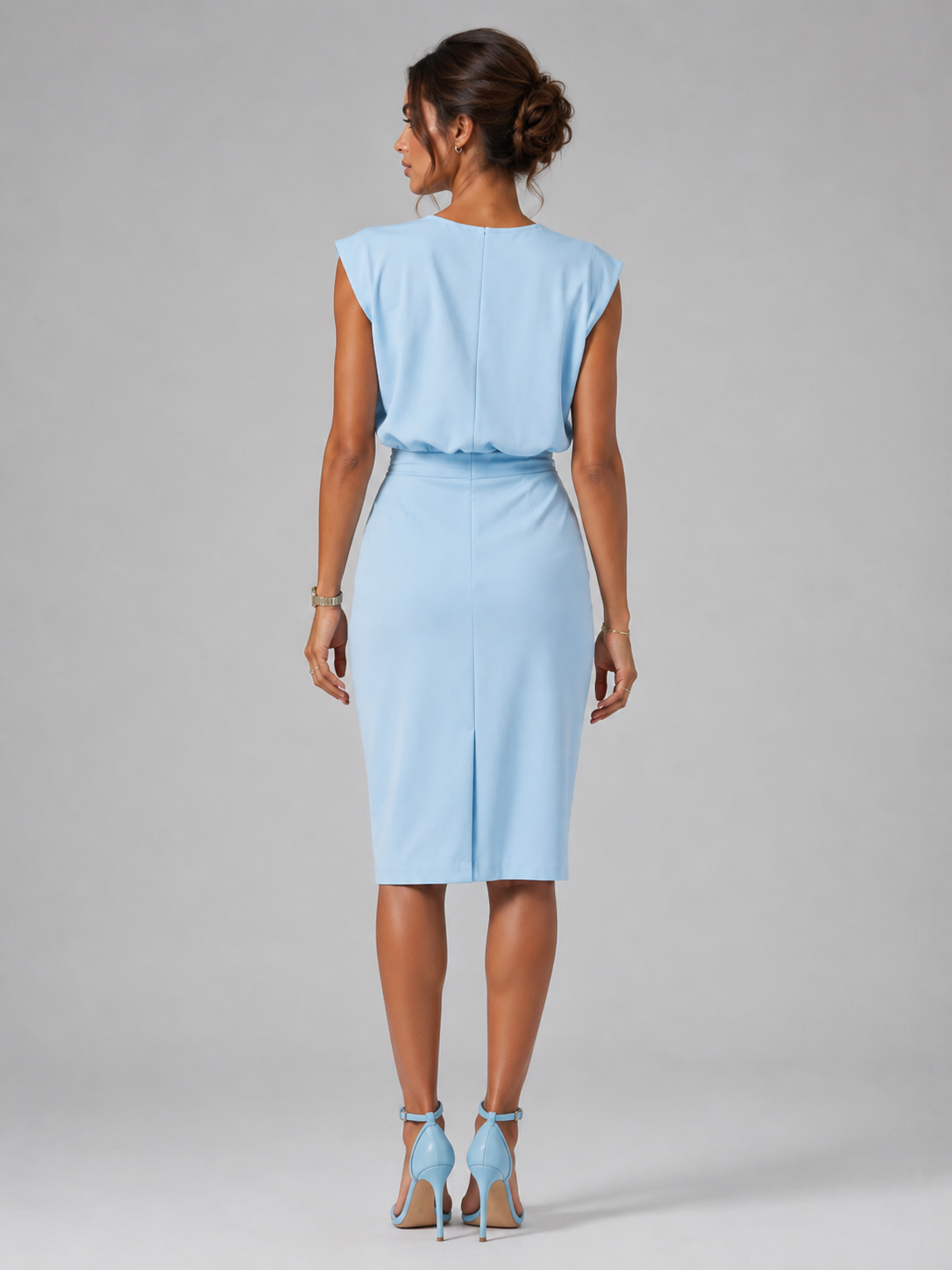Hanna | Keyhole Neck Ruched Midi Dress for Women