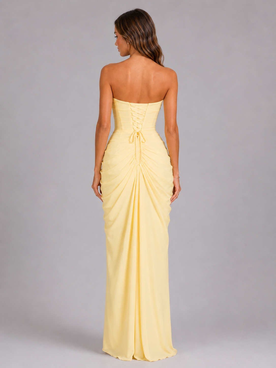Gudrun | Strapless Draped Bodycon Maxi Dress for Women