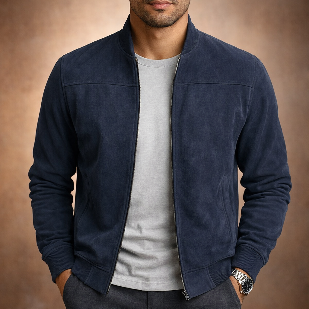 Cornelis | Ribbed-Collar Zip-Front Bomber Jacket for Men